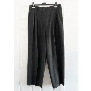 Loro Piana Wide Leg Pleated Grey Cashmere Trousers, size 46IT.